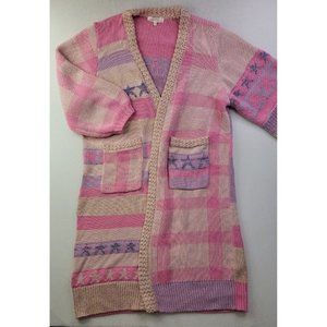 LoveShackFancy Grayson Pink Open Front Duster Cardigan Sweater M/L - $595 Boho